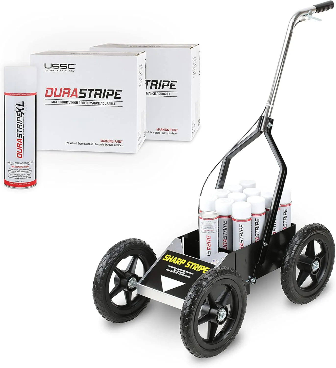 Sharp Stripe All Terrain Striper (SSAT) / DuraStripe White 26 oz. FATCAN Combo...The Brightest, Whitest, Most Durable Line Marking Paint Available!