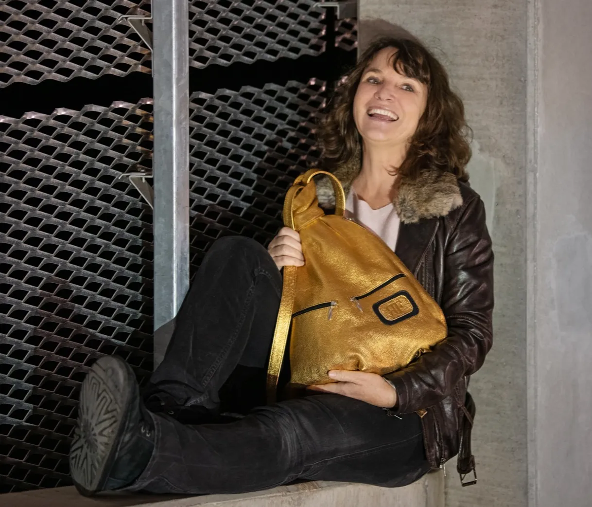 Shimmery Metallic Leather Backpack – Handmade and Eye-Catching