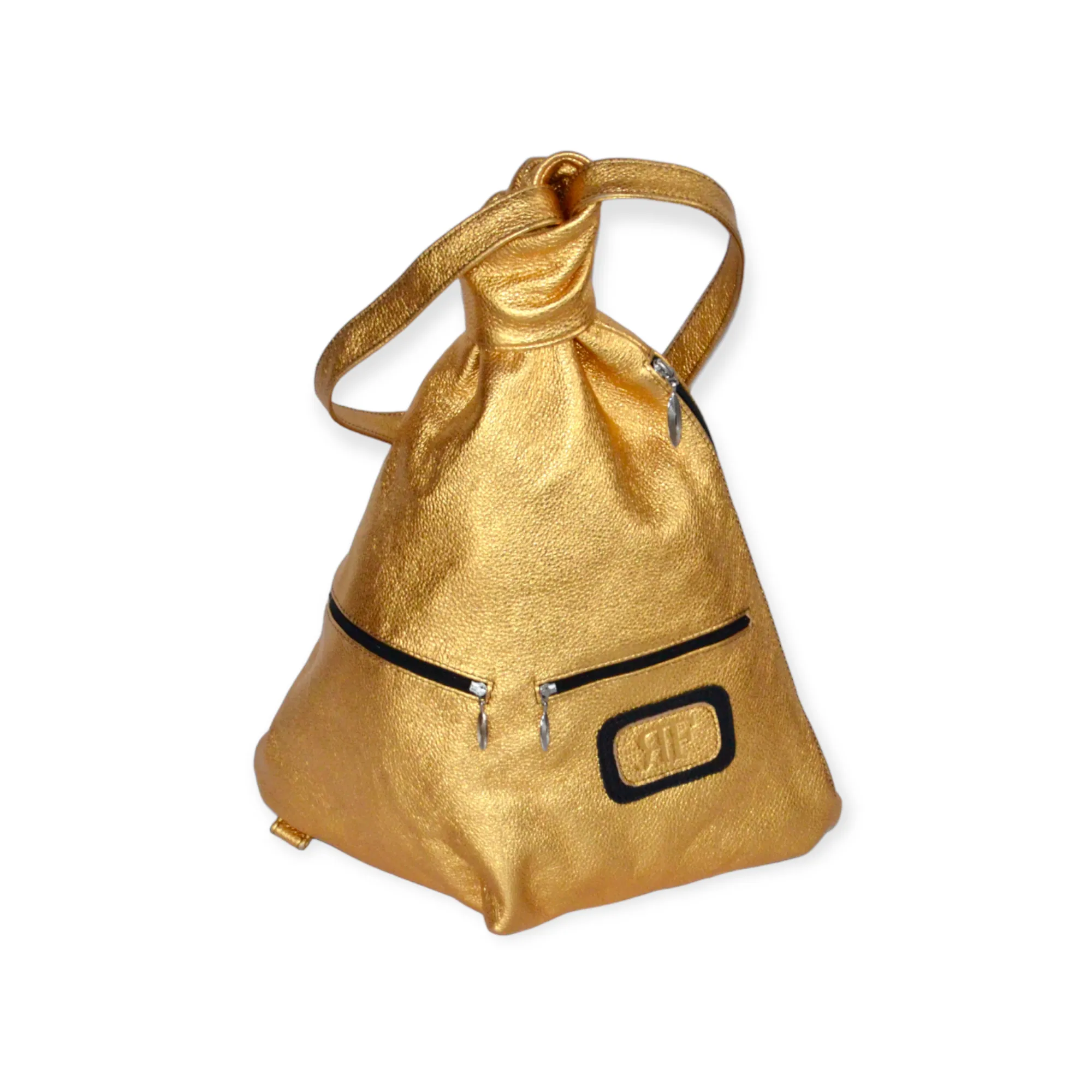 Shimmery Metallic Leather Backpack – Handmade and Eye-Catching