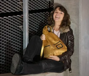 Shimmery Metallic Leather Backpack – Handmade and Eye-Catching