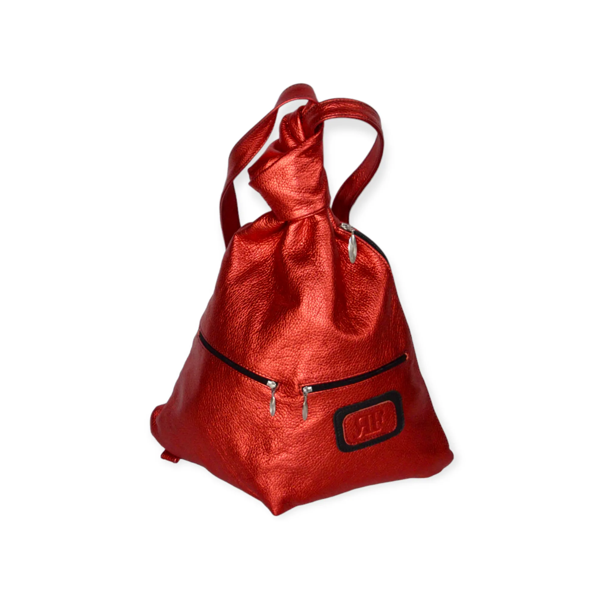 Shimmery Metallic Leather Backpack – Handmade and Eye-Catching