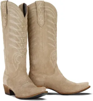 SIFINELAR Women's Square Toe Cowboy Cowgirl Boots Embroidered knee high Calf Western Boots Fashion Dress Low Chunky Heel boots for All Occasion