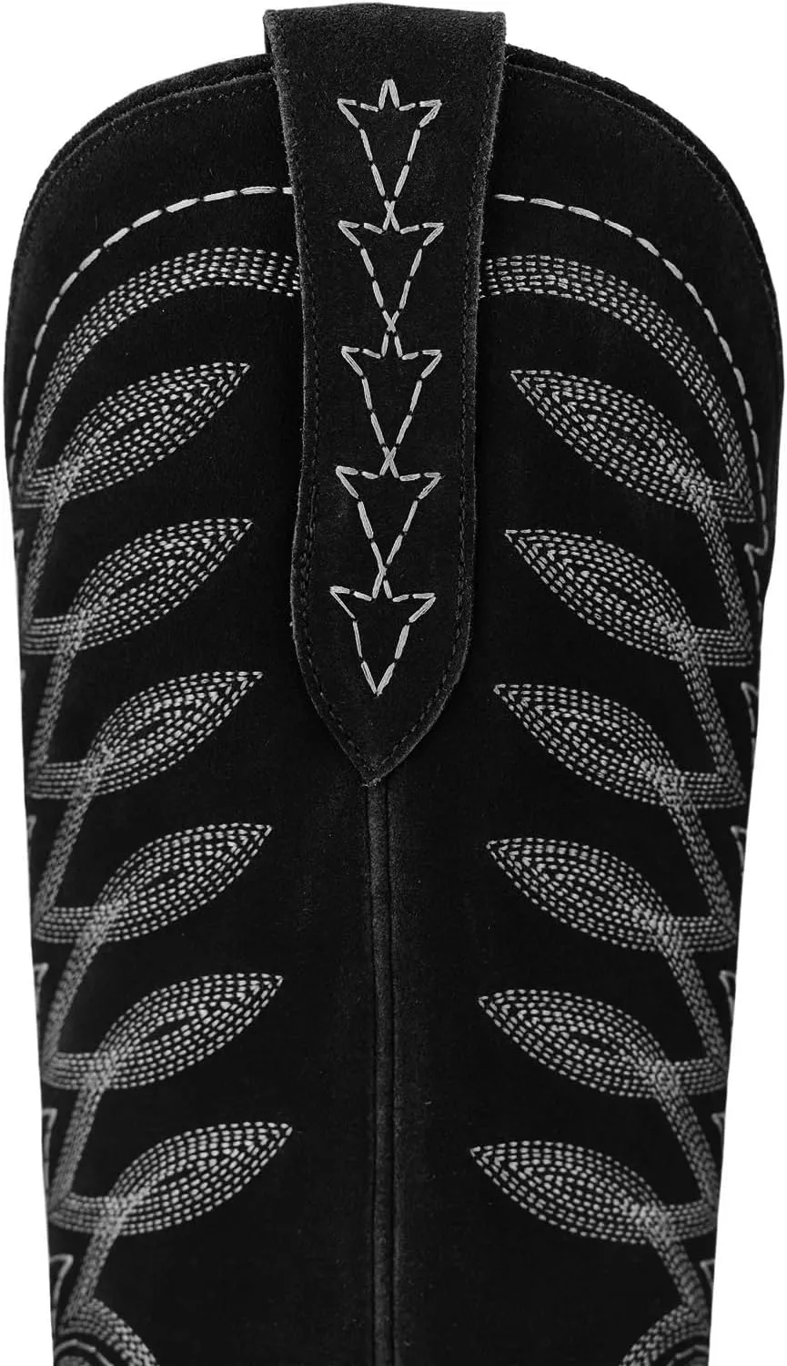 SIFINELAR Women's Square Toe Cowboy Cowgirl Boots Embroidered knee high Calf Western Boots Fashion Dress Low Chunky Heel boots for All Occasion