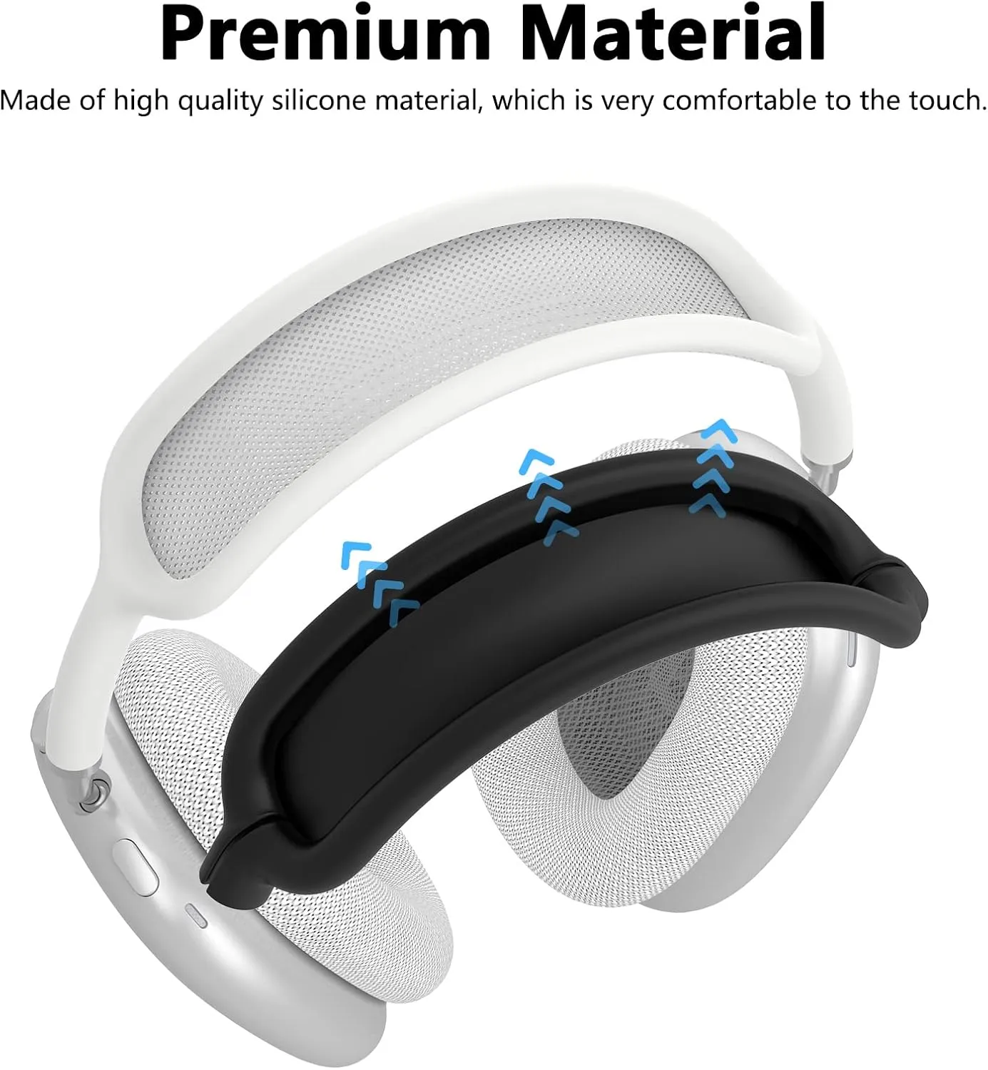 Silicone Case Cover for AirPods Max Headphones,Ear Pad Case Cover/Ear Cups Cover/Headband Cover for AirPods Max (USB-C/Lightning)(2024/2020),Accessories Silicone Protector for Apple AirPods Max, Black