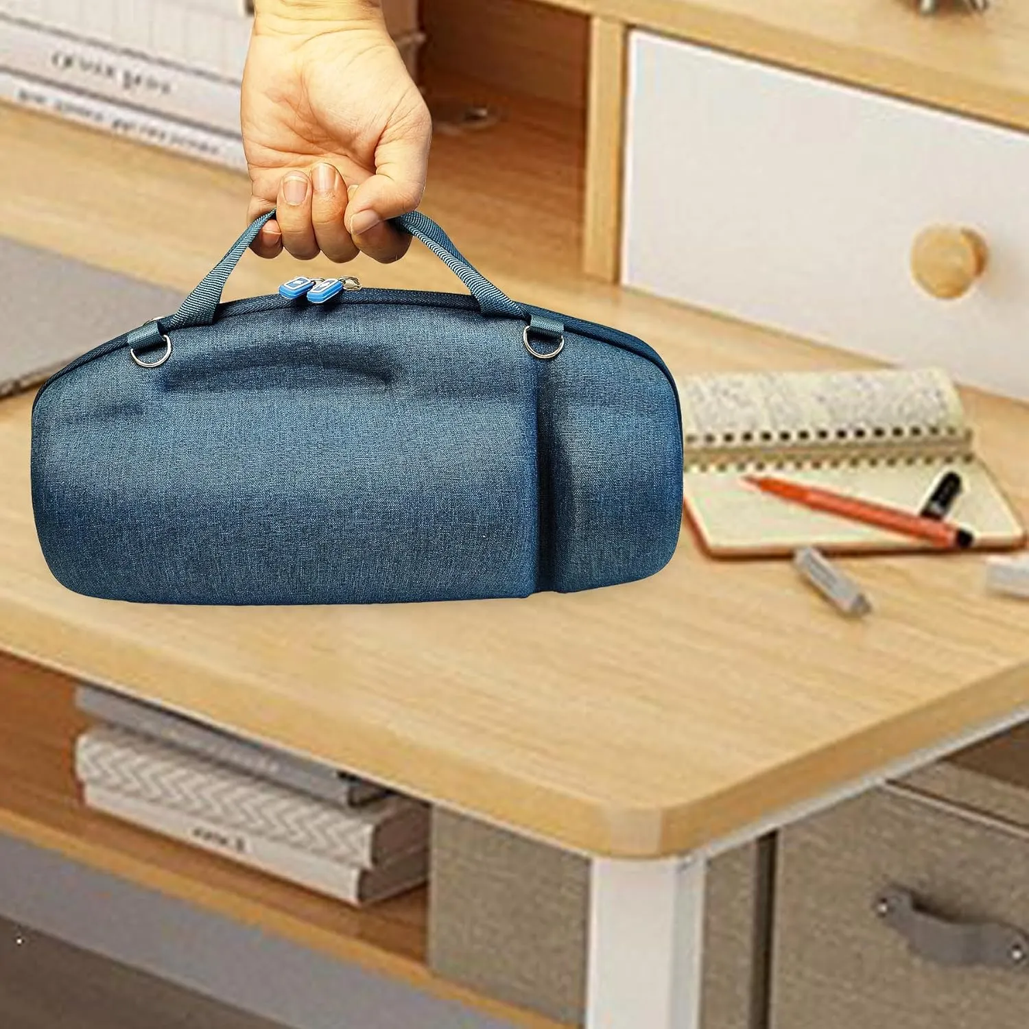 Silicone Cover and Hard Travel Case for JBL Charge 4 / Charge 5 Portable Bluetooth Speaker Accessories (Dark Blue Case, NOT for Wi-Fi Version)