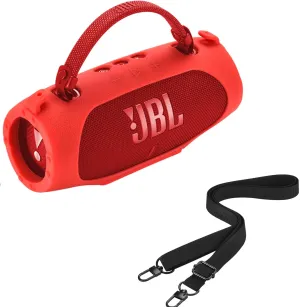 Silicone Cover Case for JBL Charge 6 - Portable Waterproof & Drop-Proof Bluetooth Speaker,for JBL Charge 6 Travel Carrying Skin Protective Shoulder Bag Accessories,Red