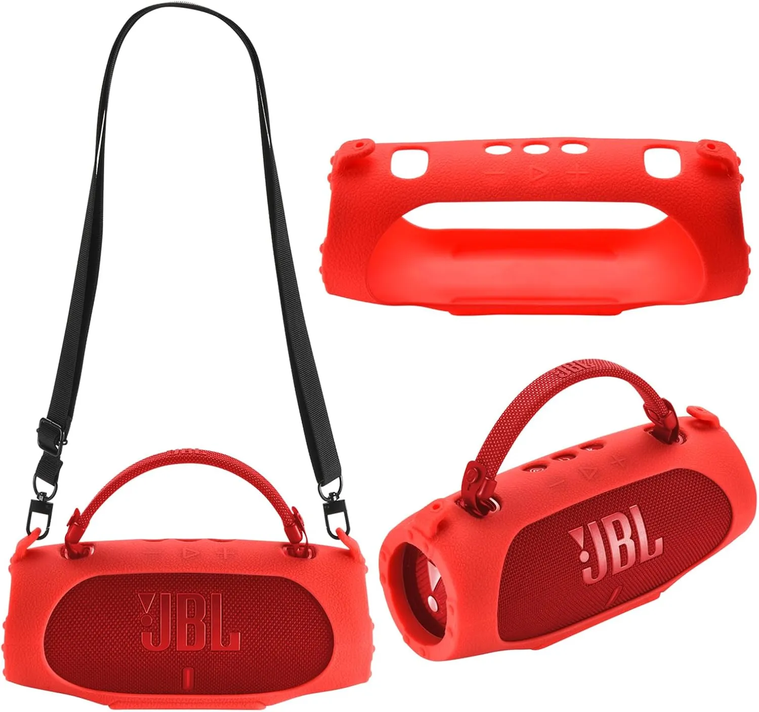 Silicone Cover Case for JBL Charge 6 - Portable Waterproof & Drop-Proof Bluetooth Speaker,for JBL Charge 6 Travel Carrying Skin Protective Shoulder Bag Accessories,Red