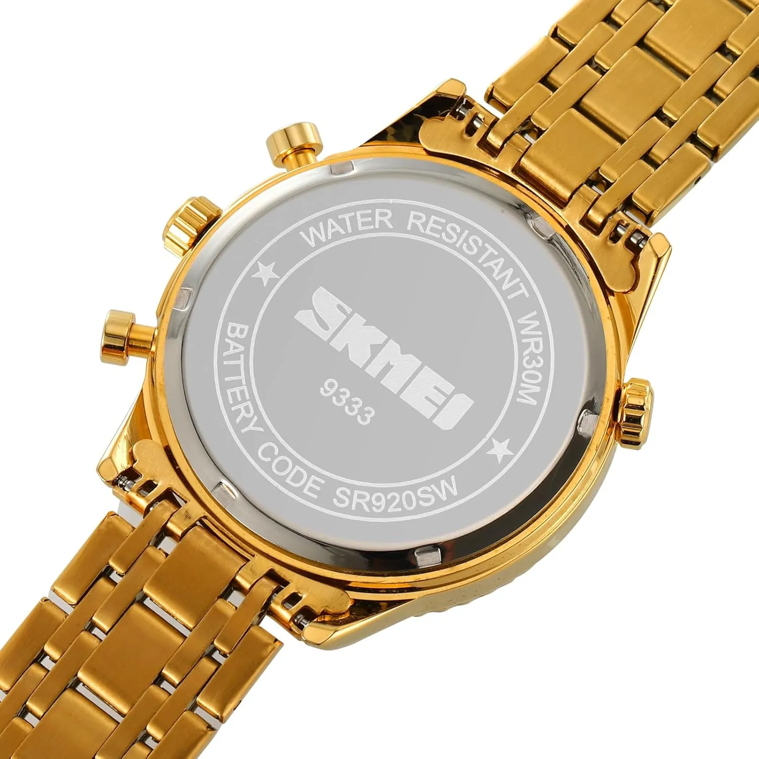 SKMEI Men's Stainless Stell Watch with Analog Quartz Waterproof Stopwatch Stylish Wristwatch