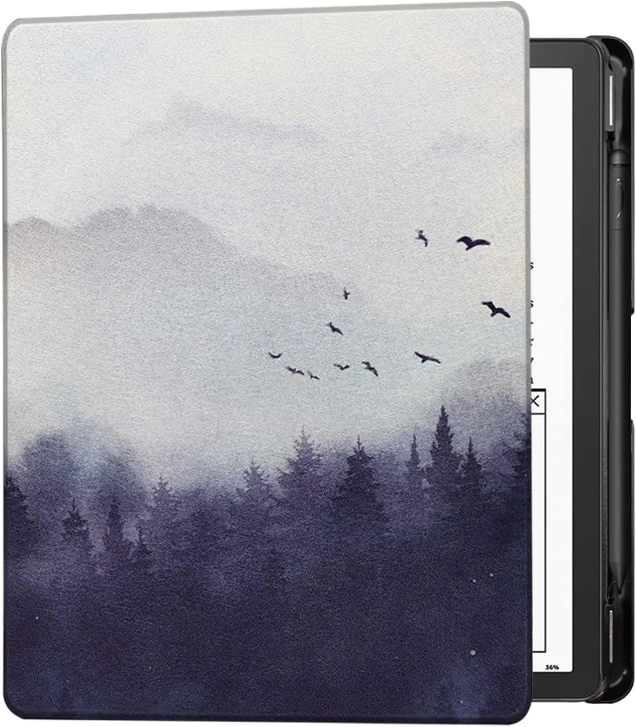 Slimshell Case for 10.2 Inch Kindle Scribe PU Leather Lightweight Cover with Auto Sleep Wake for Kindle Scribe (2022/2024 Released) with Pen Holder (Misty Forest)