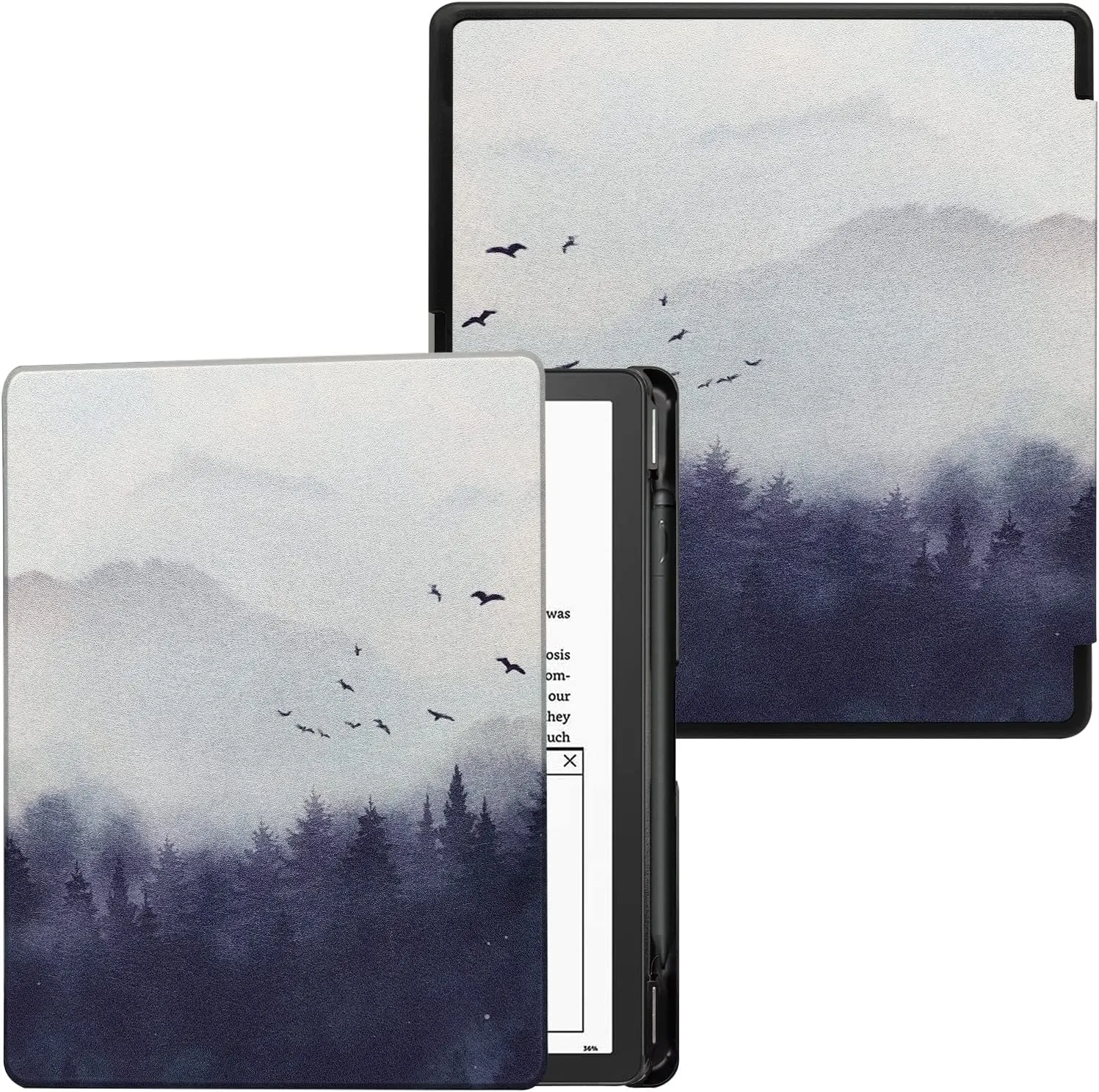 Slimshell Case for 10.2 Inch Kindle Scribe PU Leather Lightweight Cover with Auto Sleep Wake for Kindle Scribe (2022/2024 Released) with Pen Holder (Misty Forest)