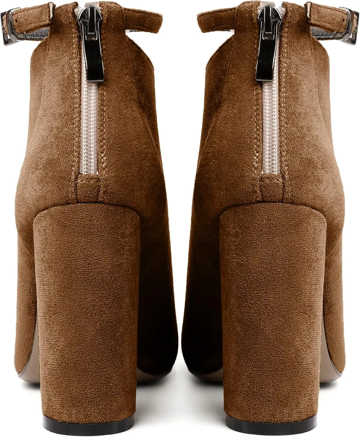 Soireelady Women Ankle Boots Pointed Toe Block Heel Ankle Booties Chunky High Heel Ankle Boots Classic Ankle Booties with Zipper Comfortable Adjustable Strap Ankle Boots