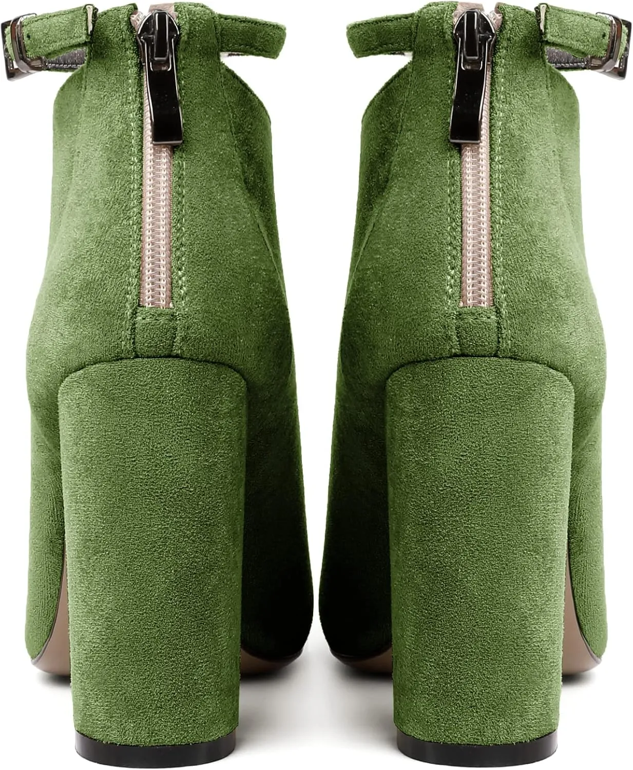 Soireelady Women Ankle Boots Pointed Toe Block Heel Ankle Booties Chunky High Heel Ankle Boots Classic Ankle Booties with Zipper Comfortable Adjustable Strap Ankle Boots
