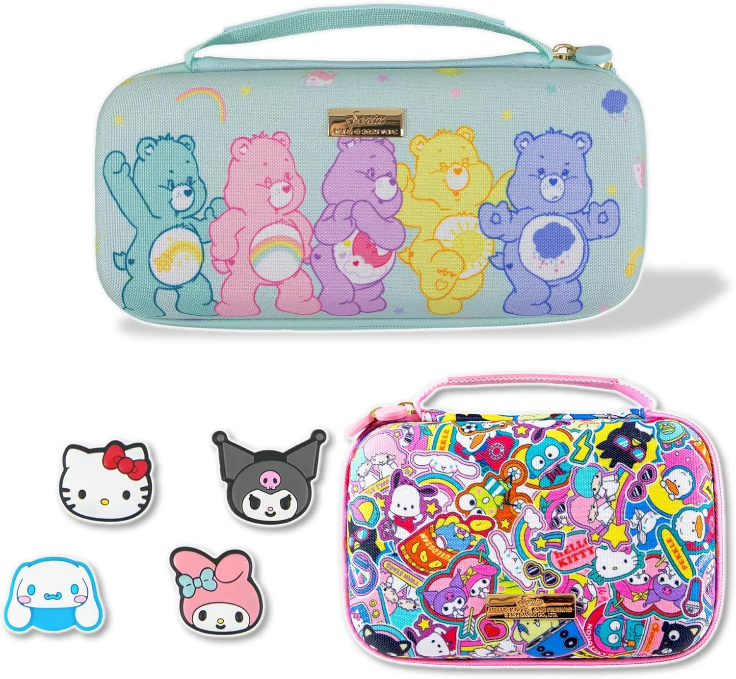 Sonix x Sanrio Nintendo Switch Thumb Grips (Hello Kitty & Friends)   Carrying Case (Care Bears Pastel)   GameCard Case (Hello Kitty & Friends Stickers)