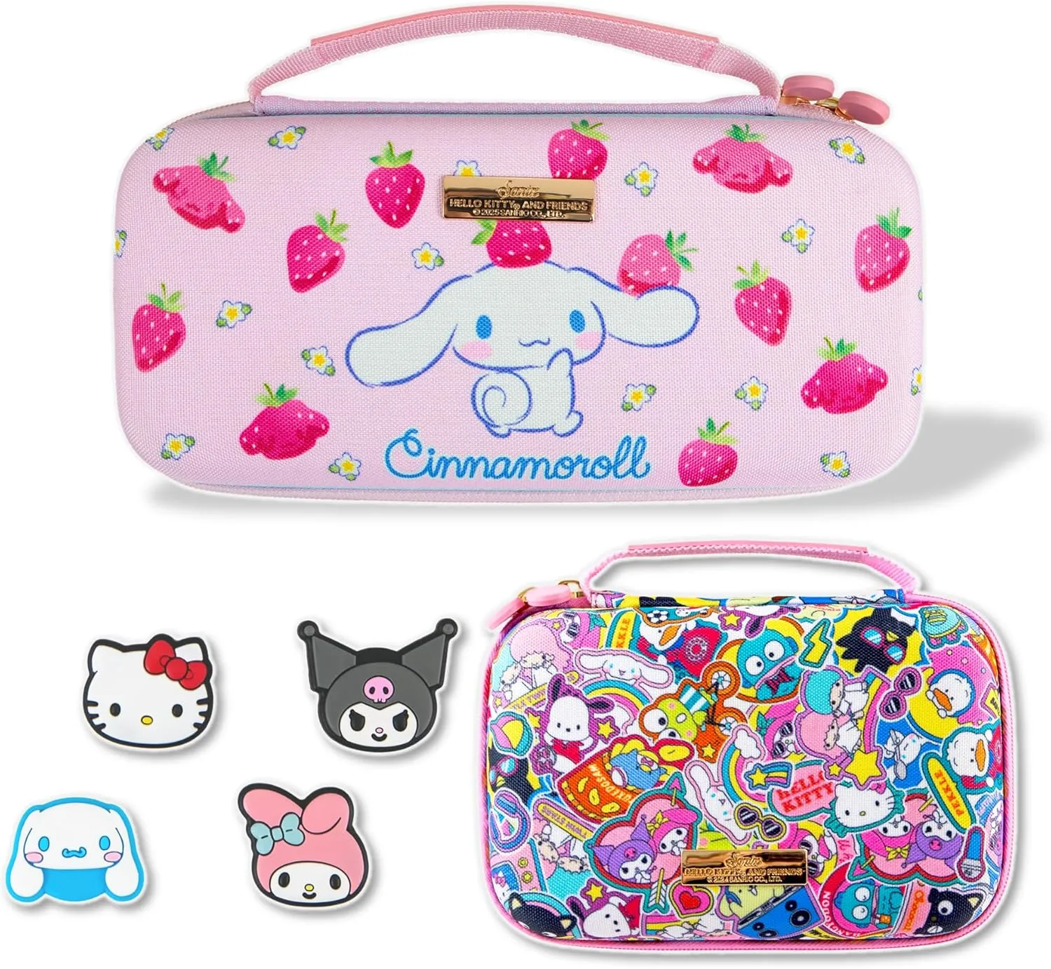 Sonix x Sanrio Nintendo Switch Thumb Grips (Hello Kitty & Friends)   Carrying Case (Cinnamoroll Strawberry)   GameCard Case (Hello Kitty & Friends Stickers)