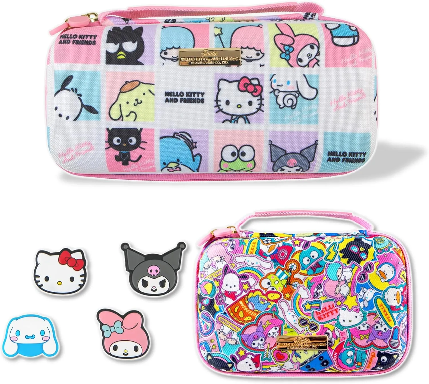 Sonix x Sanrio Nintendo Switch Thumb Grips (Hello Kitty & Friends)   Carrying Case (Hello Kitty Grid)   GameCard Case (Hello Kitty & Friends Stickers)