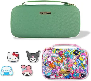 Sonix x Sanrio Nintendo Switch Thumb Grips (Hello Kitty & Friends)   Carrying Case (Light Green)   GameCard Case (Hello Kitty & Friends Stickers)