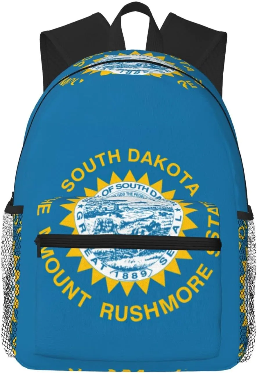 South Dakota Flag College Backpack For Women Men,Lightweight Travel Bag Backpack With Pockets