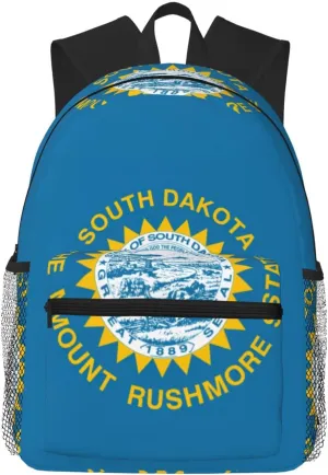 South Dakota Flag College Backpack For Women Men,Lightweight Travel Bag Backpack With Pockets
