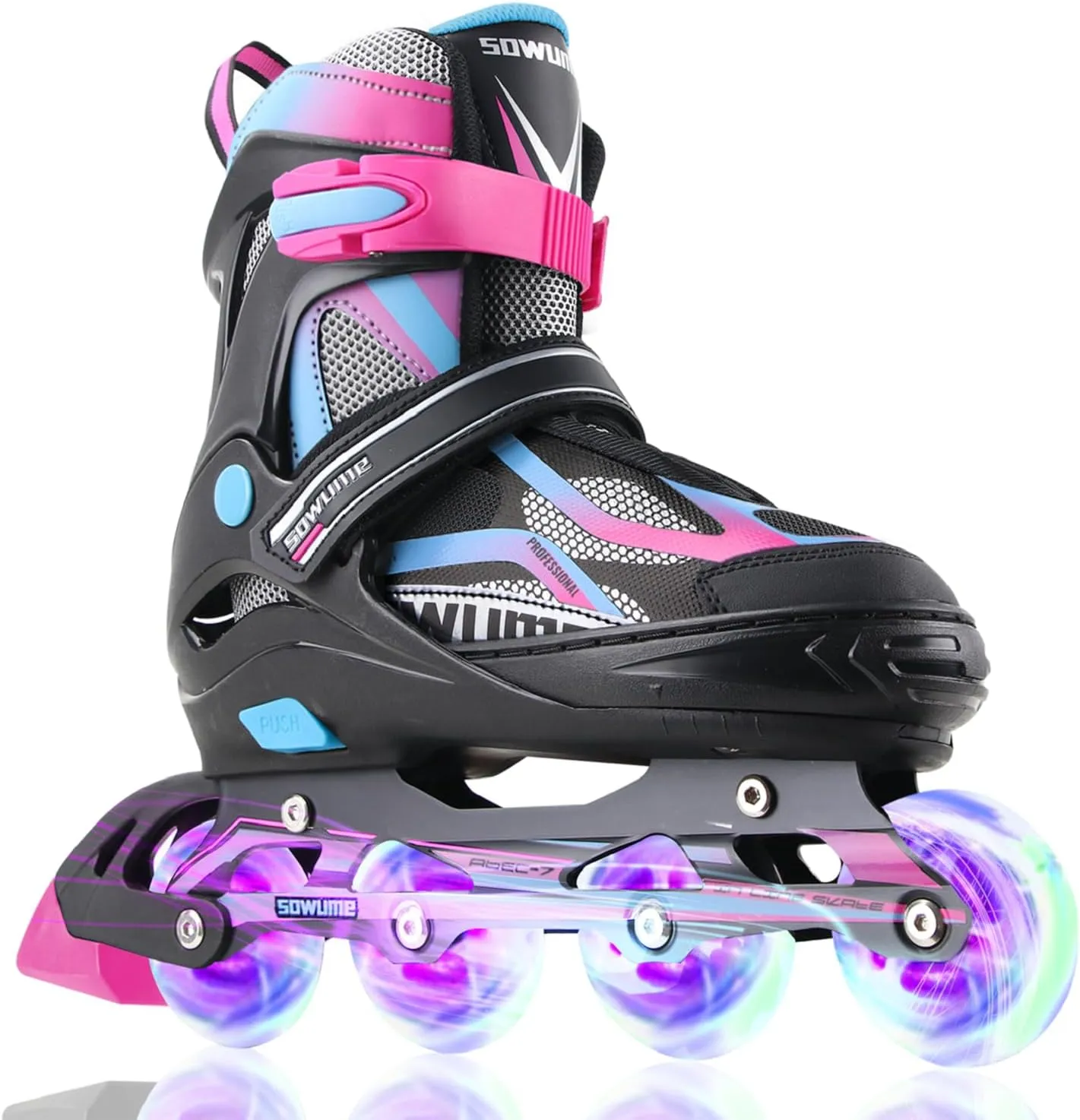 Sowume Adjustable Inline Skates for Girls and Boys, Roller Skates with All Light Up Wheels, Patines para Mujer for Kids and Adults, Men, Women