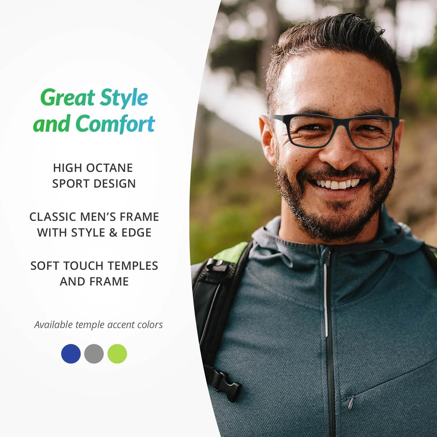 SPORTEX SAV Men's AR4163 Reading Glasses - Flexible, Durable, Lightweight, High-Performance Readers For Men