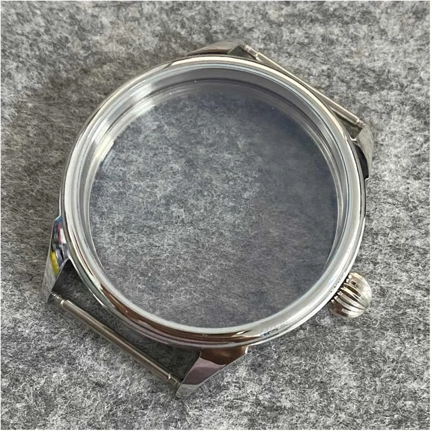 Stainless Watch Case compatible with ETA6497 compatible with Seagull ST36 Movement Polished 42MM Transparent Bottom Case Waterproof Ring Watch Accessories watch case