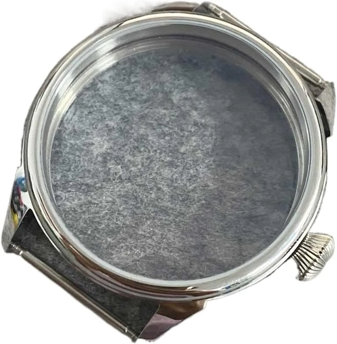 Stainless Watch Case Compatible with ETA6497 Compatible with Seagull ST36 Movement Polished 42MM Transparent Bottom Case Waterproof Ring Watch Accessories Watch case(Tapered Head)