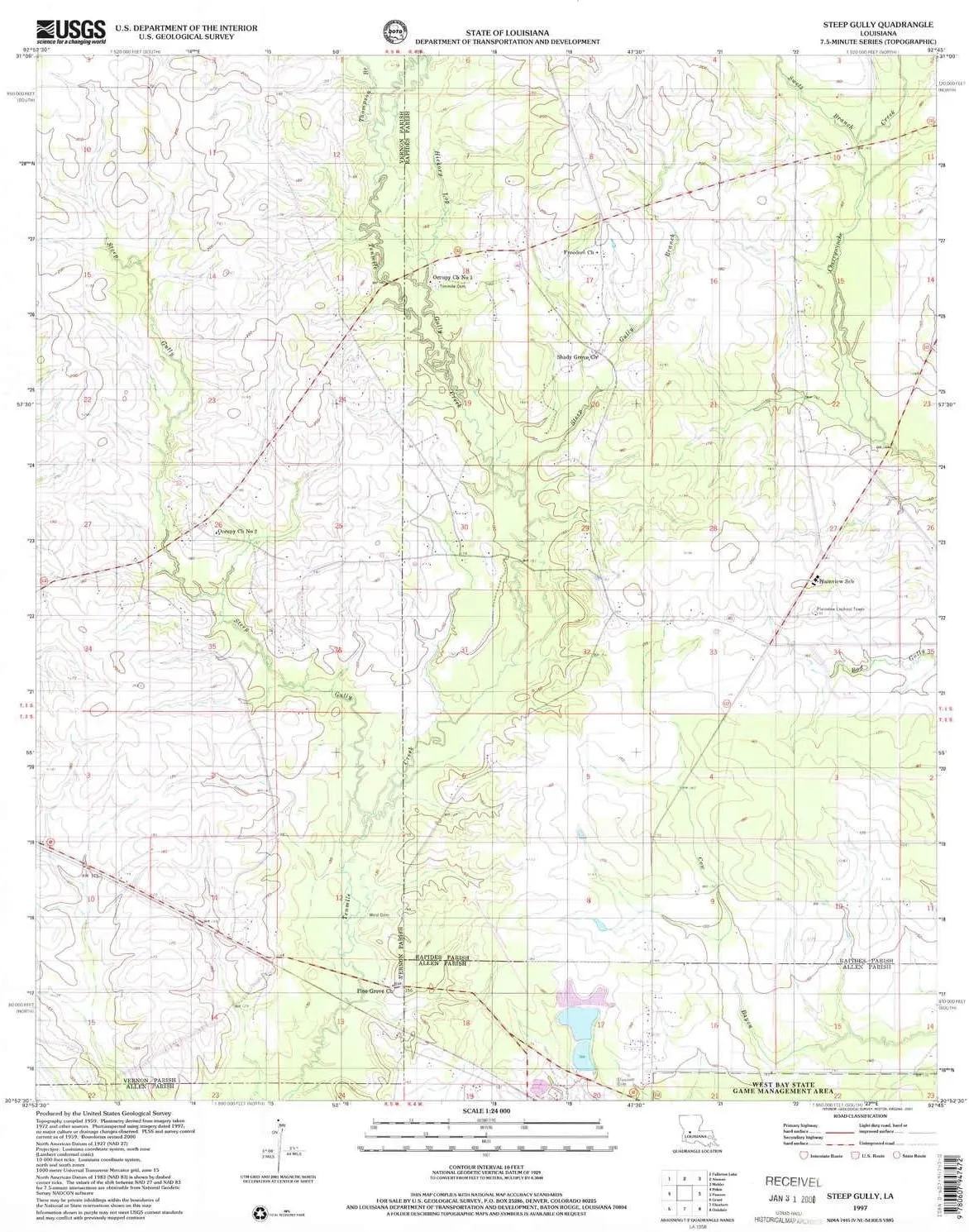 Steep Gully LA topo map, 1:24000 Scale, 7.5 X 7.5 Minute, Historical, 1997, Updated 2001, 27 x 22 in
