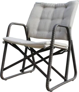 STRONGBACK Folding Patio Chair - Ergonomic Design for Back Pain Relief - 21" Seat Width/300 lb Capacity - Plush Olefin Cushions/Durable Magnesium Alloy Frame - Lightweight/Portable Outside Chairs