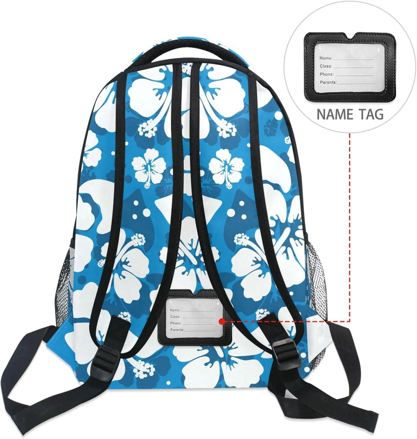 Student Backpack with Name Tag Slot Hawaii Hibiscus Lightweight and Comfortable School Bag Laptop Backpack