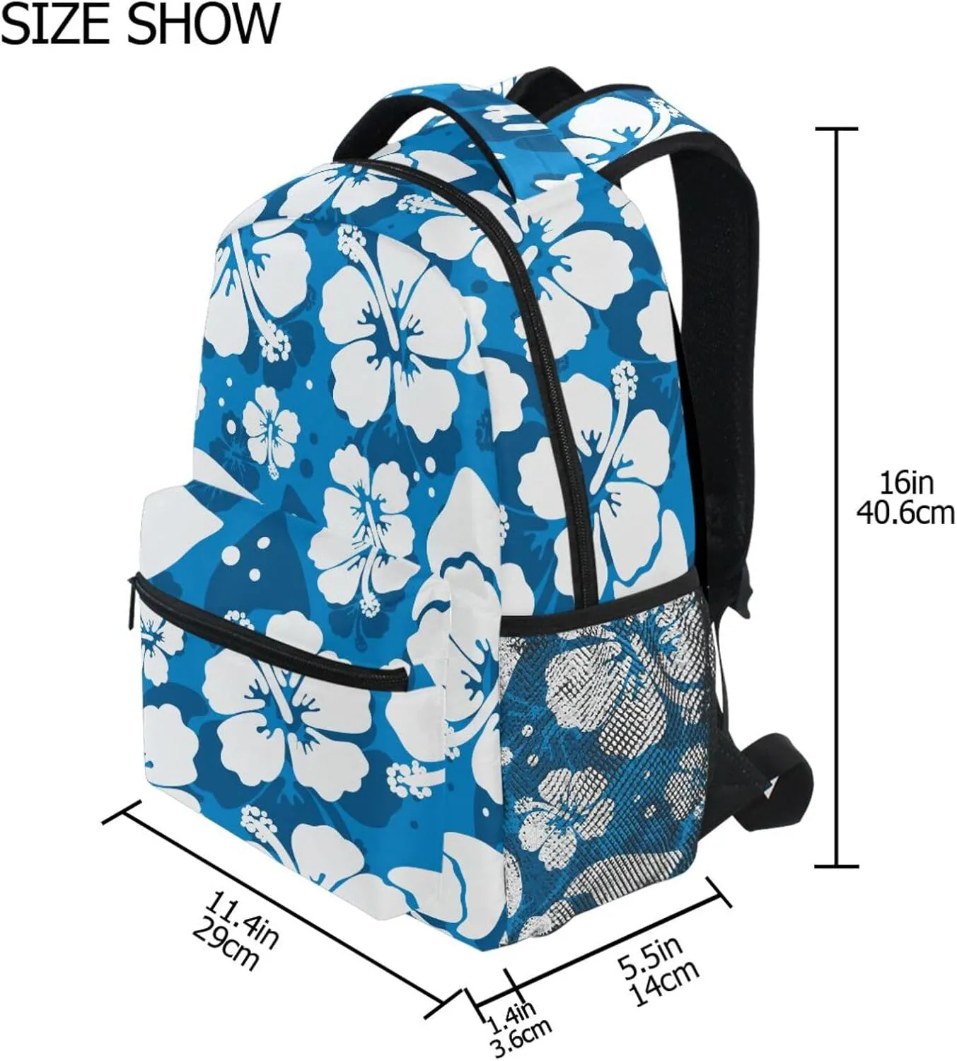 Student Backpack with Name Tag Slot Hawaii Hibiscus Lightweight and Comfortable School Bag Laptop Backpack