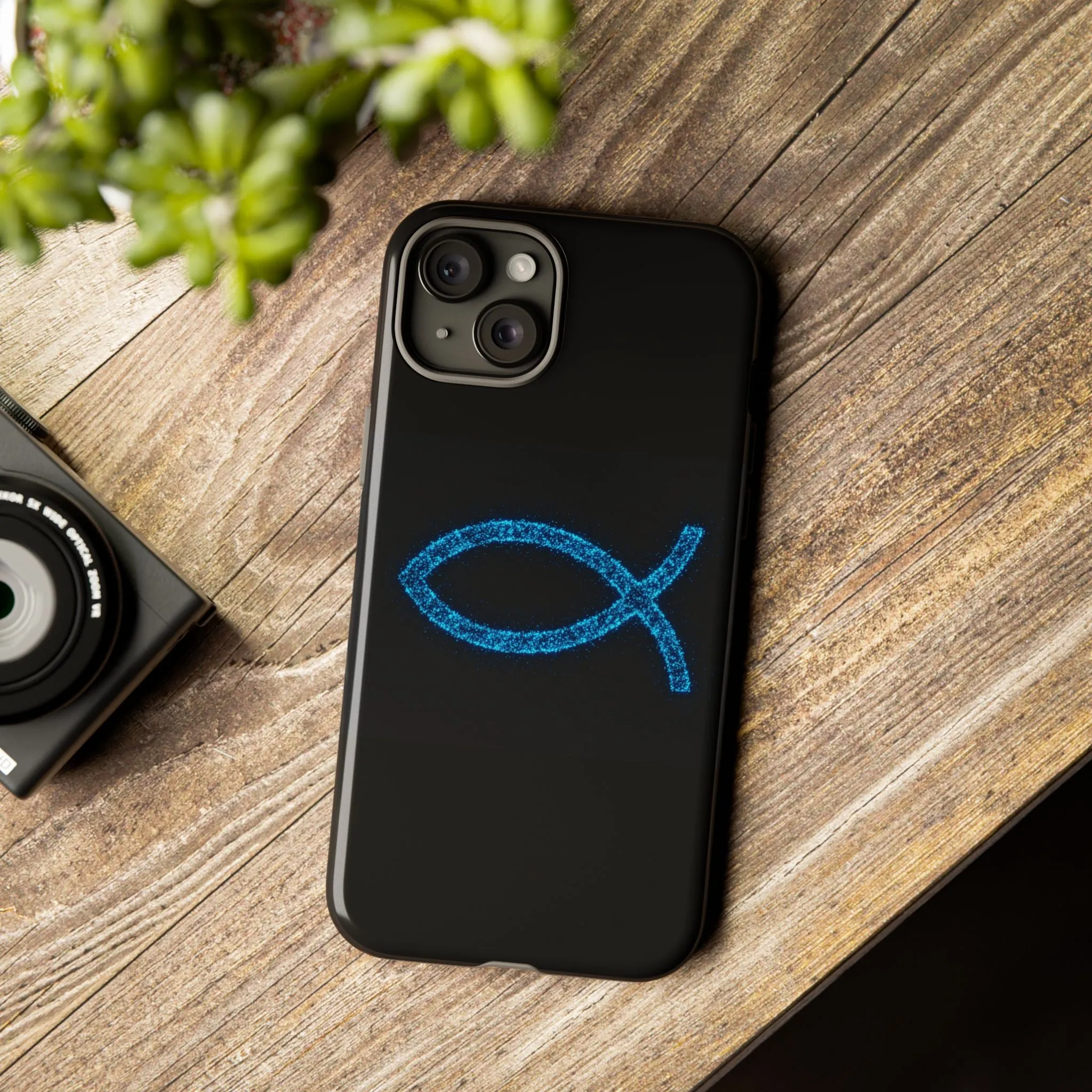 Stylish Tough iPhone Case with Sparkling Fish Design - Durable Phone Protection