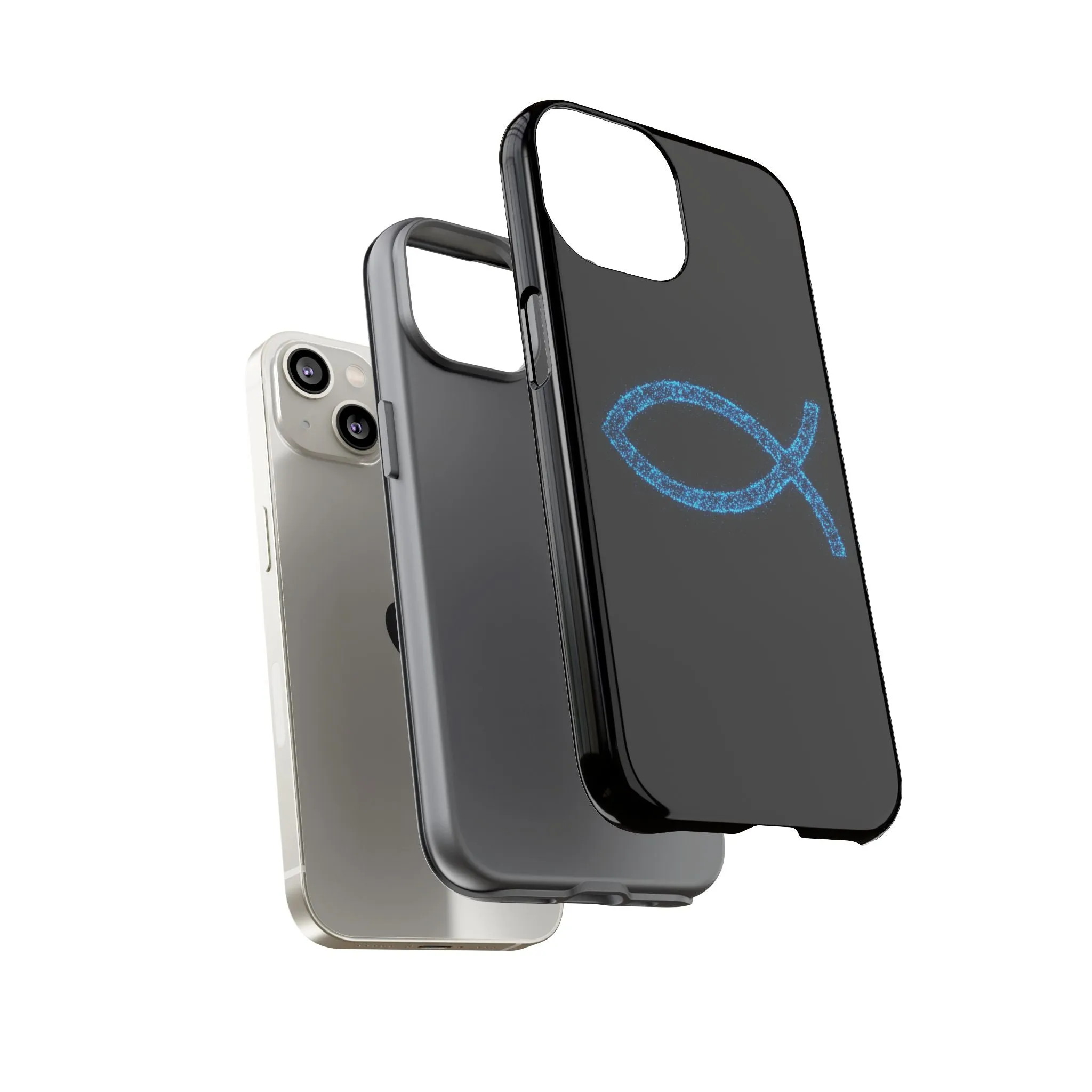 Stylish Tough iPhone Case with Sparkling Fish Design - Durable Phone Protection