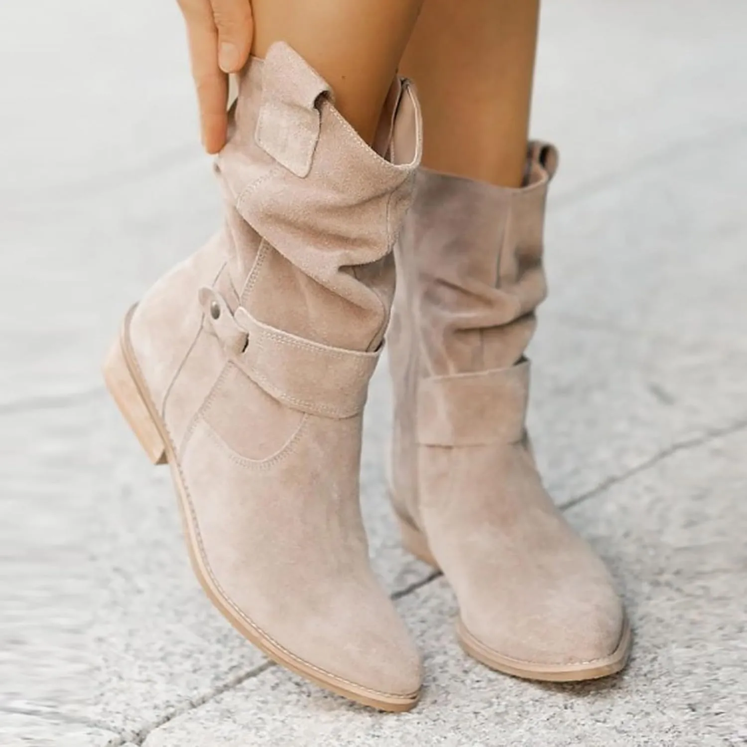 Summer Sandals For Women Suede Winter High Heel Zipper Outwear Snow Classic Ankle Boots Breathable Cool Booties Flats