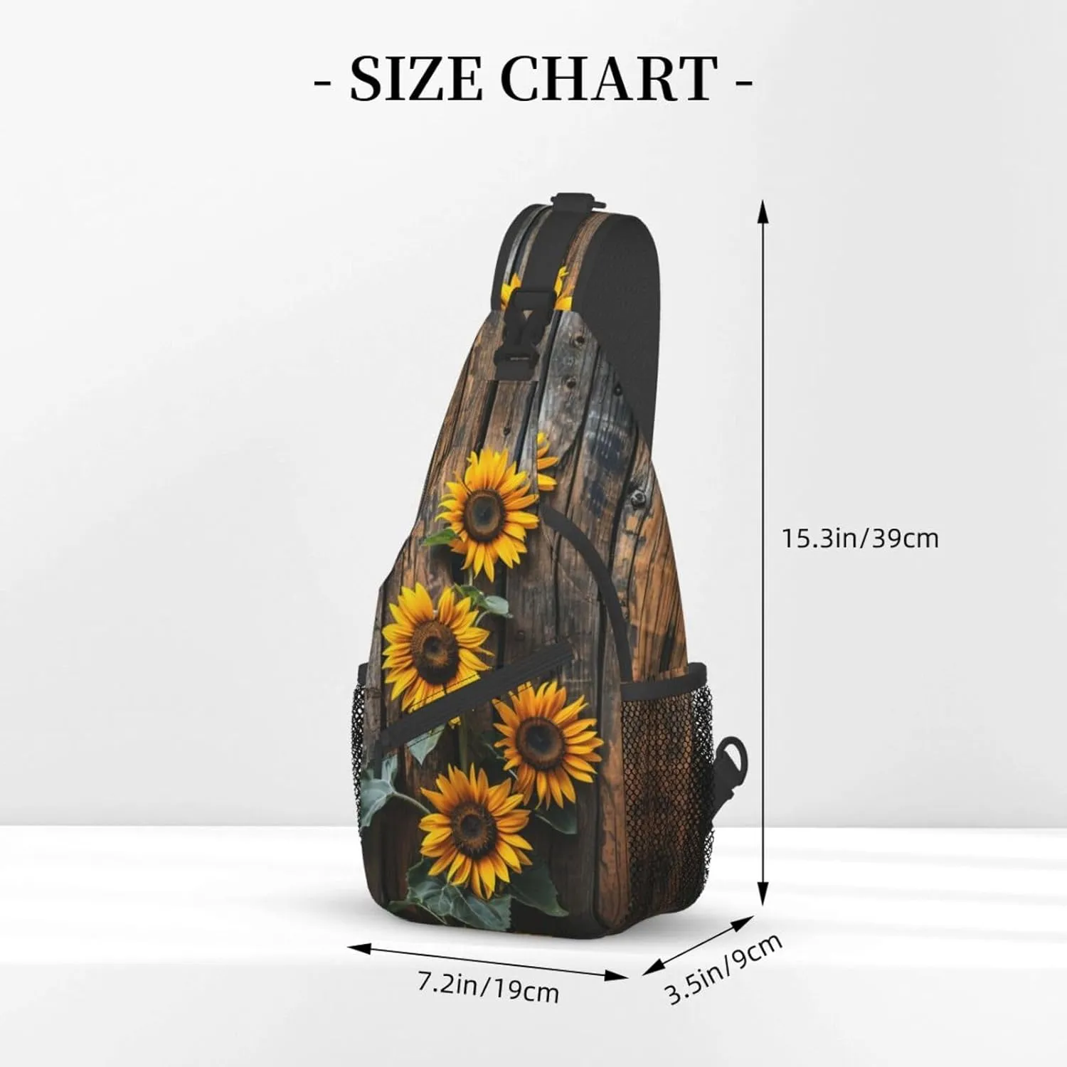 Sunflowers On Wooden Board Sling Backpack Hiking Backpack Crossbody Bag Sports Lightweight And waterproof Chest Bag Shoulder Bag For Women Men