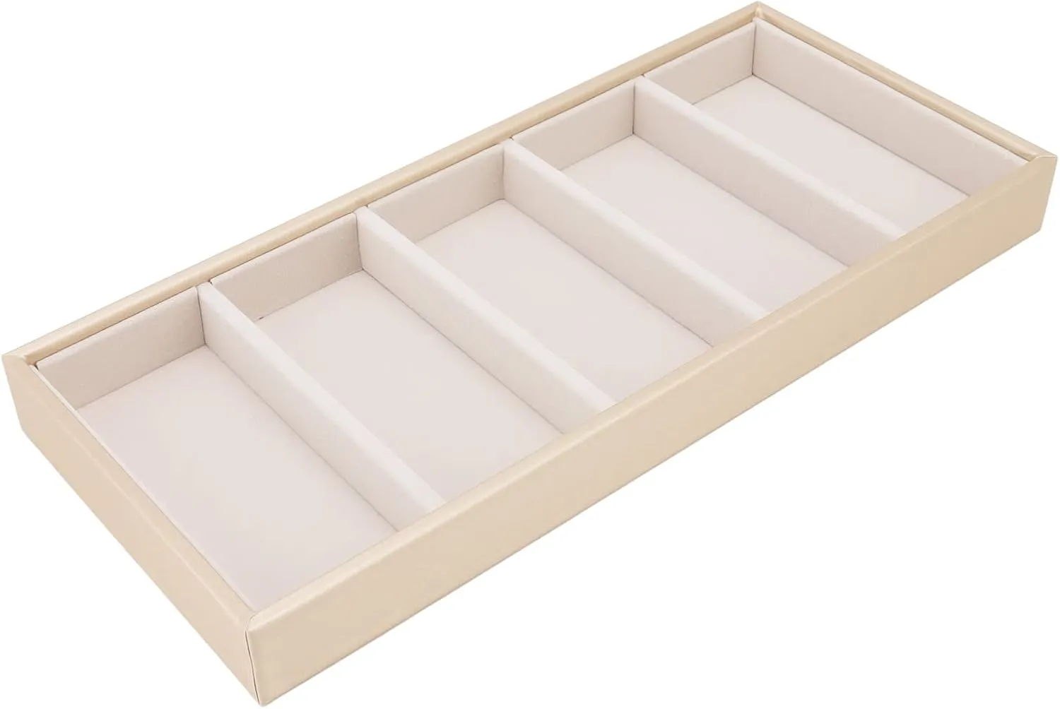 Sunglass Organizer, 5 Grid Sunglasses Box Velvet Glasses Organizer Eyeglass Eyewear Display Tray (Beige)