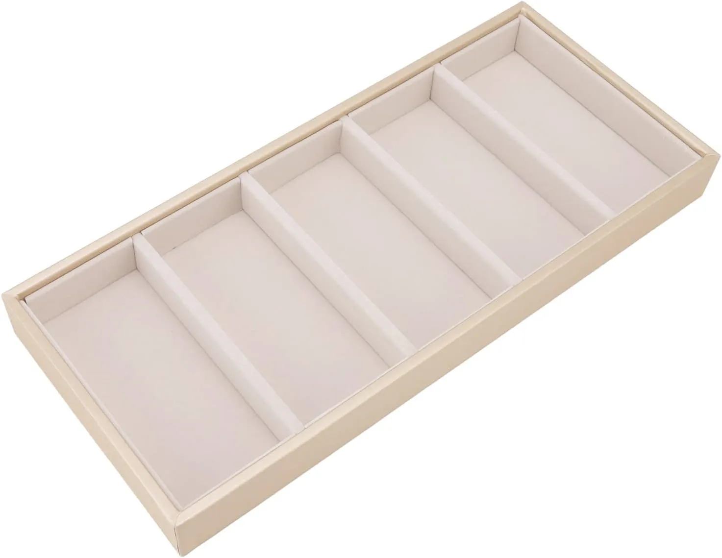 Sunglass Organizer, 5 Grid Sunglasses Box Velvet Glasses Organizer Eyeglass Eyewear Display Tray (Beige)