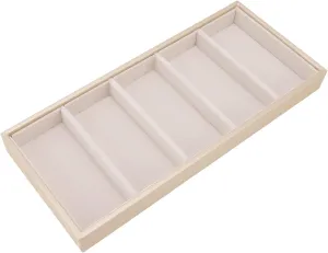 Sunglass Organizer, 5 Grid Sunglasses Box Velvet Glasses Organizer Eyeglass Eyewear Display Tray (Beige)