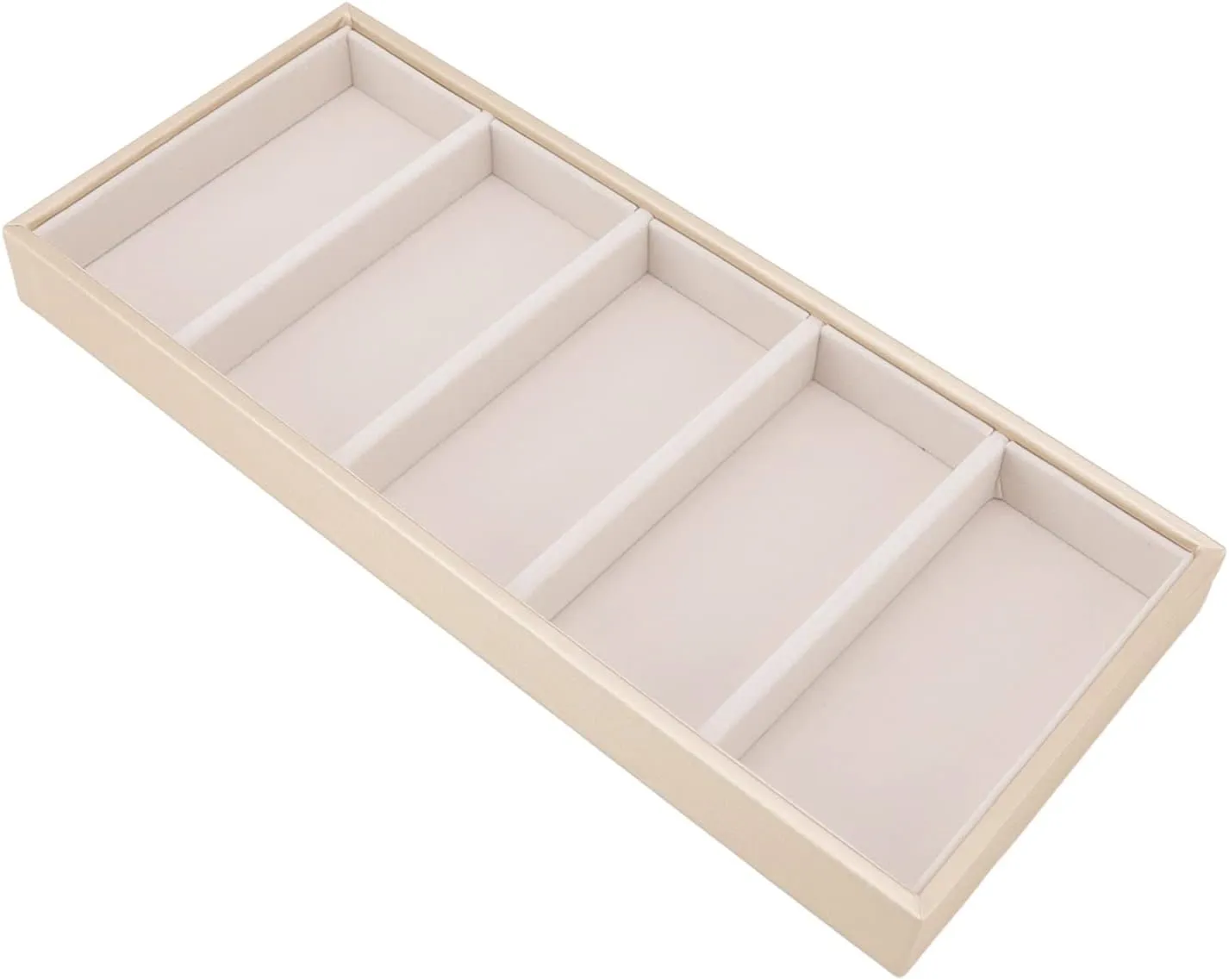 Sunglass Organizer, 5 Grid Sunglasses Box Velvet Glasses Organizer Eyeglass Eyewear Display Tray (Beige)