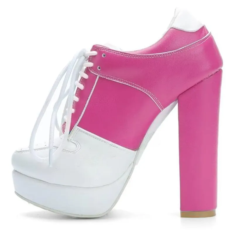 SUPER Cool Women Ankle Boots Adjustable Lace Up Chunky Heels Boots