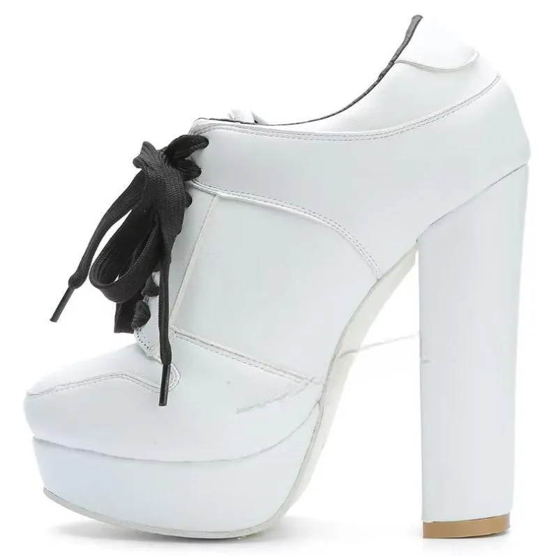 SUPER Cool Women Ankle Boots Adjustable Lace Up Chunky Heels Boots