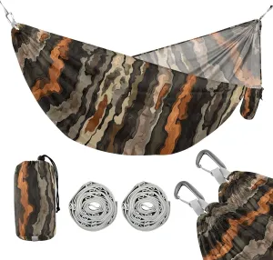 susiyo Portable Camping Hammock Vintage Tree Bark Printed Lightweight Hammock Comfortable Travel Swing with Tree Straps for Camping Hiking Backpacking Travel or Beach - Up to 330lbs