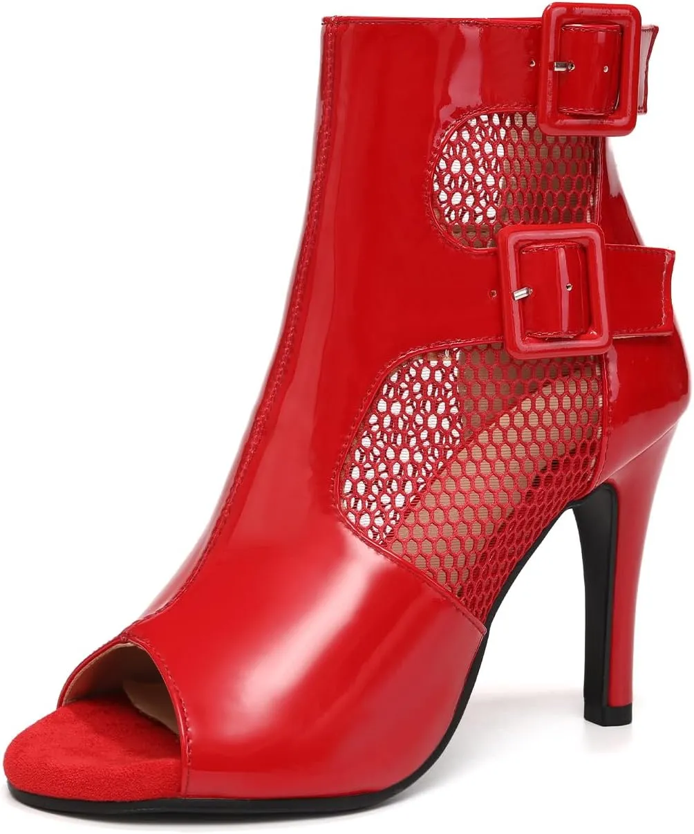 SWDZM Womens Ballroom Dance Boots Latin Salsa Professional Dance Heels Party Ankle Booties