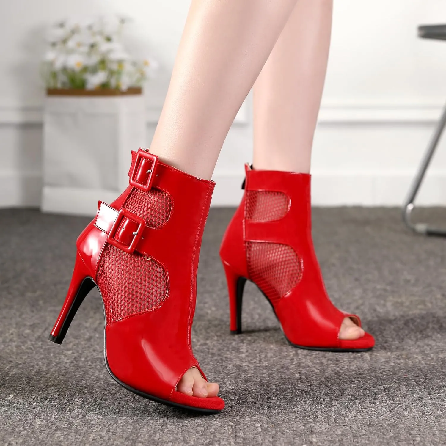 SWDZM Womens Ballroom Dance Boots Latin Salsa Professional Dance Heels Party Ankle Booties