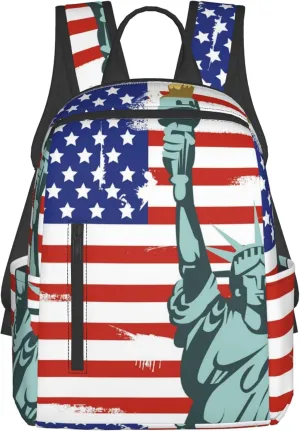SWEET TANG Statue of Liberty American flag Daypack Lightweight Casual Laptop Backpack for Men and Women Bookbag for College