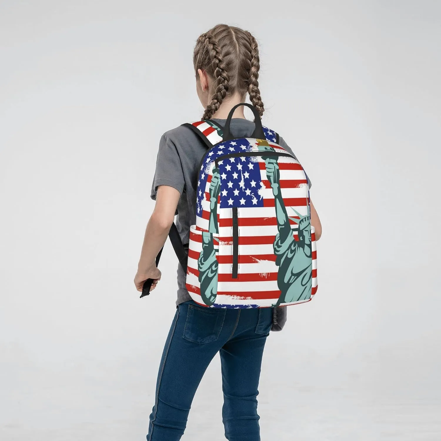 SWEET TANG Statue of Liberty American flag Daypack Lightweight Casual Laptop Backpack for Men and Women Bookbag for College