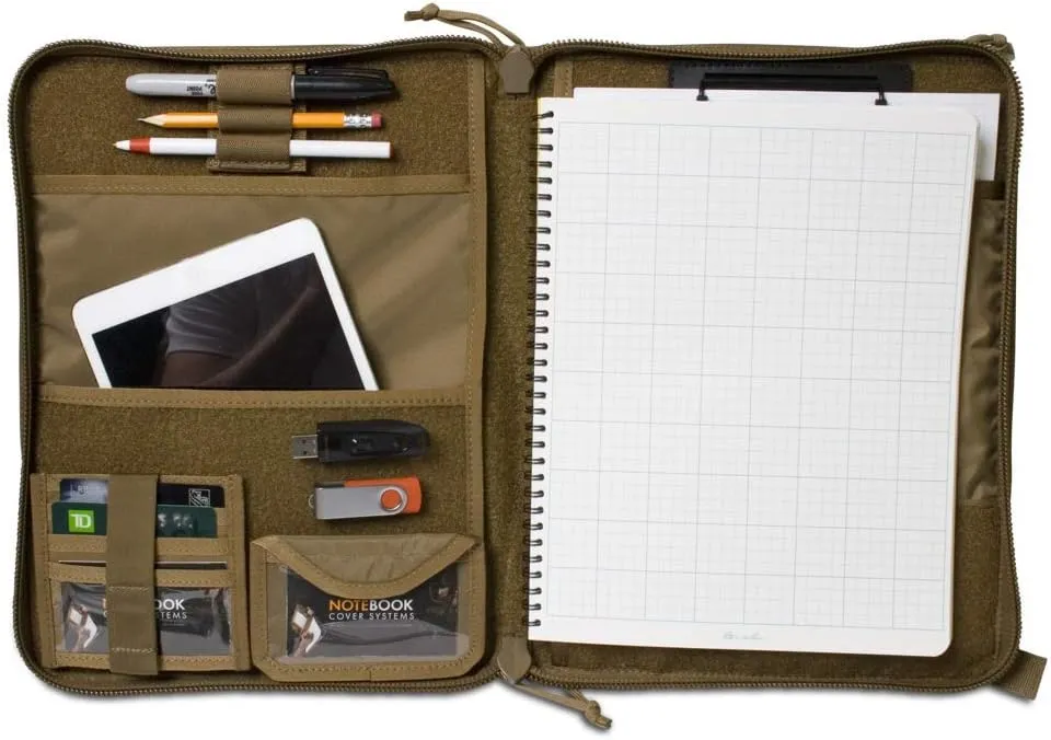 TACTICAL NOTEBOOK COVERS Tactical Admin Notebook Cover System | Zippered Map Case | Fits US Standard Size Paper 8.5” x 11” & A4 Notebooks | Durable Field Organizer (Multicam)