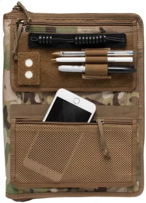 TACTICAL NOTEBOOK COVERS Tactical Admin Notebook Cover System | Zippered Map Case | Fits US Standard Size Paper 8.5” x 11” & A4 Notebooks | Durable Field Organizer (Multicam)