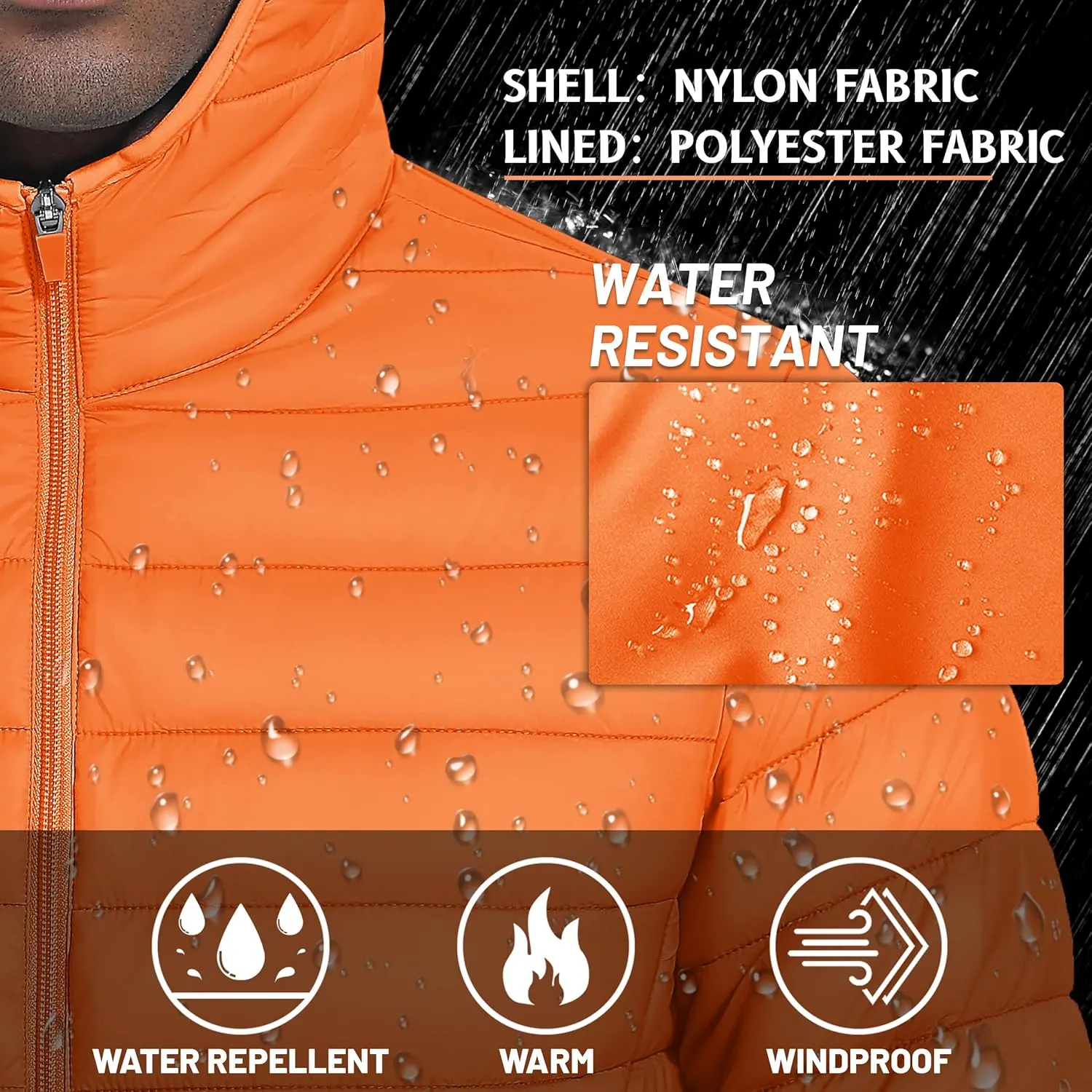 TACVASEN Men's Hooded Puffer Water-Repellent Down Alternative Jacket Insulated Lightweight Windbreaker Quilted Coat