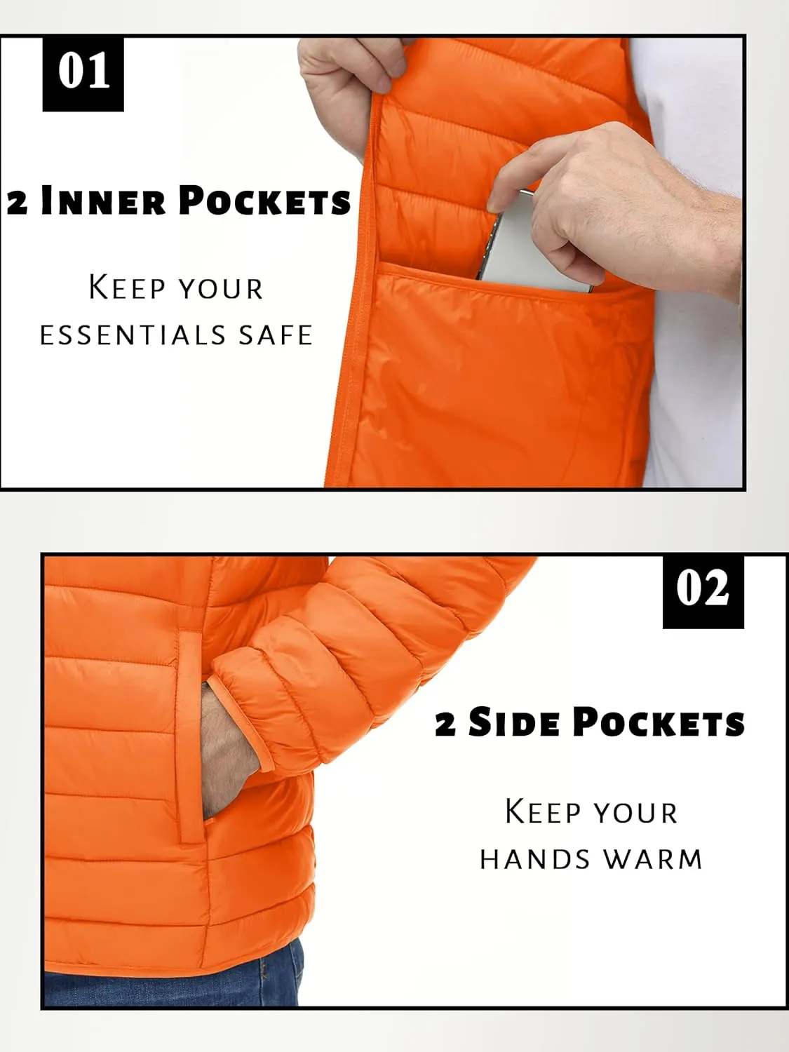TACVASEN Men's Hooded Puffer Water-Repellent Down Alternative Jacket Insulated Lightweight Windbreaker Quilted Coat