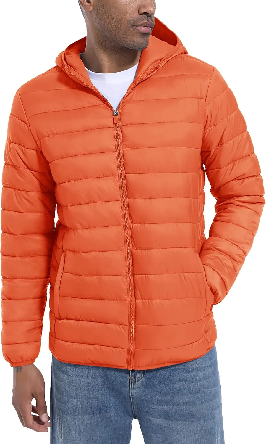 TACVASEN Men's Hooded Puffer Water-Repellent Down Alternative Jacket Insulated Lightweight Windbreaker Quilted Coat